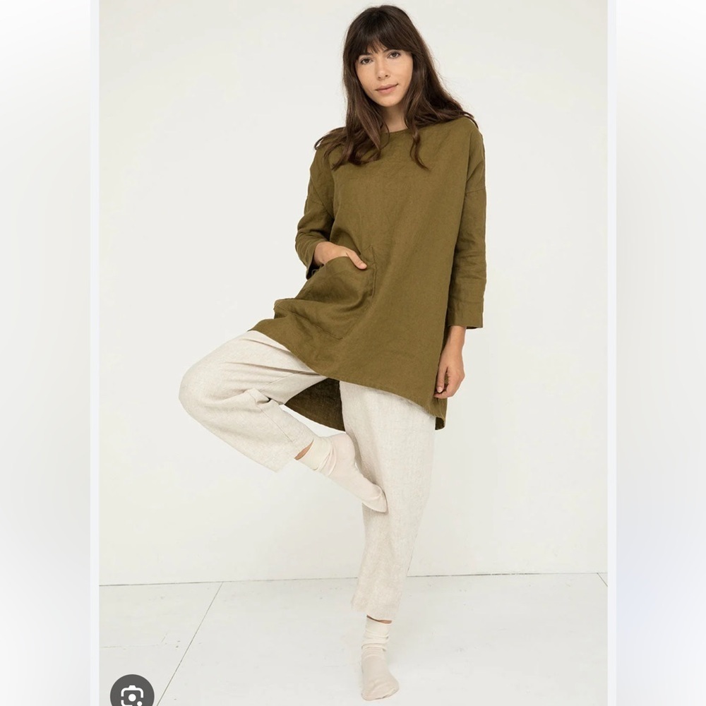 Elizabeth Suzann Long Sleeve Harper Tunic in Midweight Linen sz XX… - Picture 2 of 15